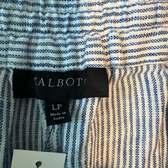 Talbots Blue and White Striped Wide Leg Pants 100% Linen NWT LP Large Petite - Picture 3 of 5